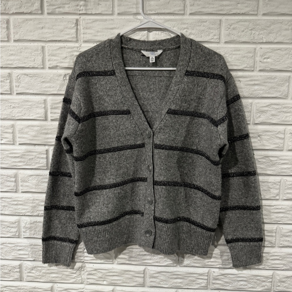 Time and Tru Gray and Black Women's Cardigan